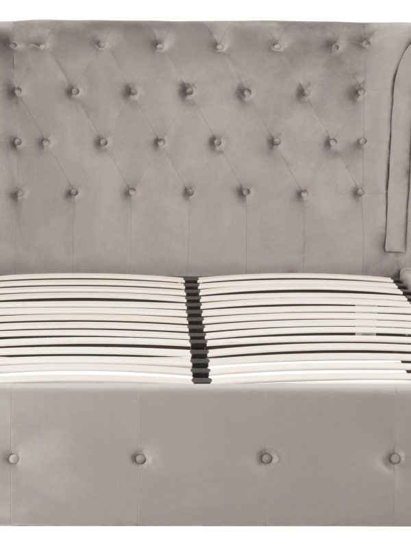 stylish double bed in grey velvet
