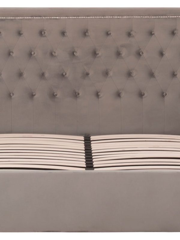 stylish velvet bed in grey velvet
