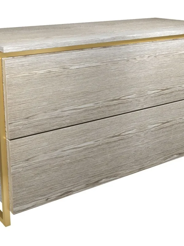 Federico Weathered Oak & Brass Frame Two Drawer Chest
