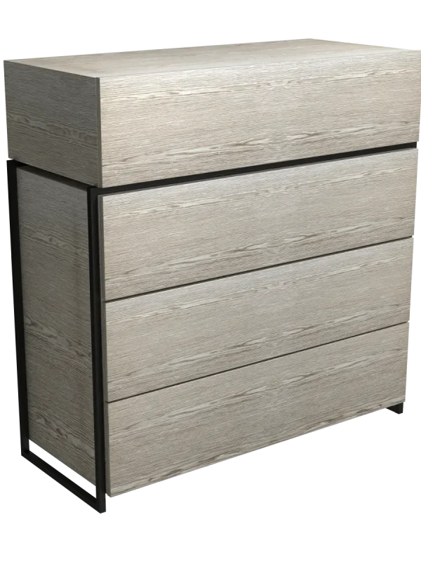 Federico Weathered Oak & Matt Black Frame Four Drawer Chest