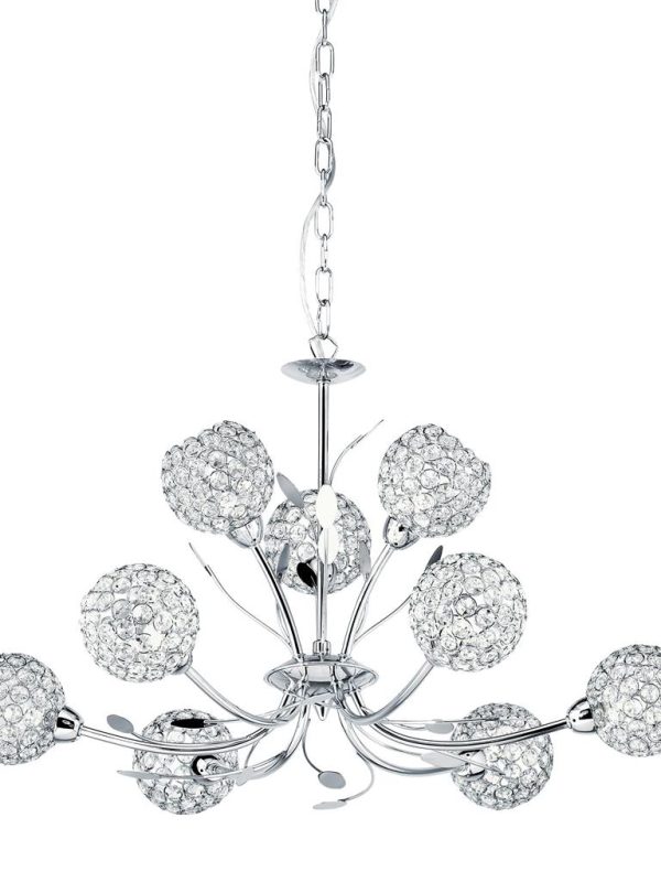 Bellis II 9Lt Pendant - Chrome & Clear Glass
