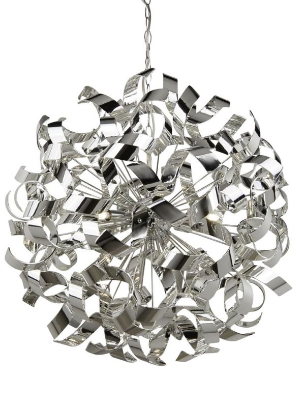 Curls 6Lt Pendant - Chrome Metal