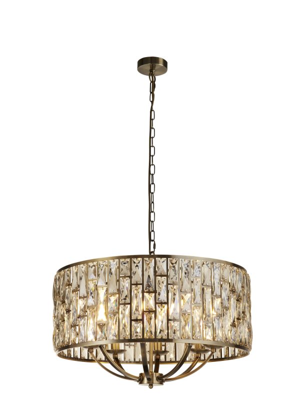 Bijou Antique Brass & Champagne Glass Large Pendant Light