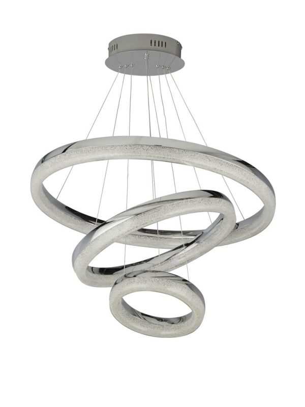 Circle 3Lt Pendant - Chrome Metal & Crushed Ice Effect Glass